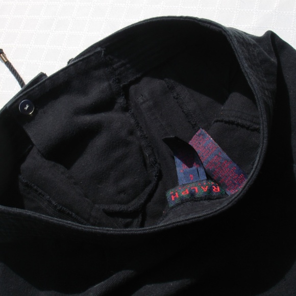 Polo Ralph Lauren Black Denim Boho Mini Skirt Fringe Hem Black Jeans Skirt 4 - Picture 9 of 13